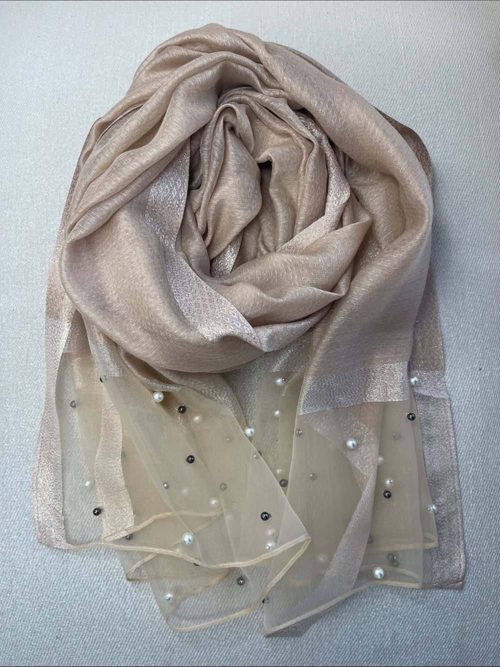 S14. Pearl Embellished Scarf 29x78
